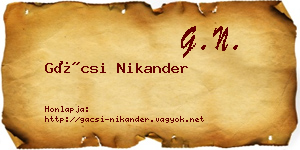 Gácsi Nikander névjegykártya